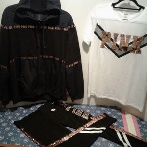 ⚡SALE⚡VS PINK Rose Gold Bling 3 pc Set NWT